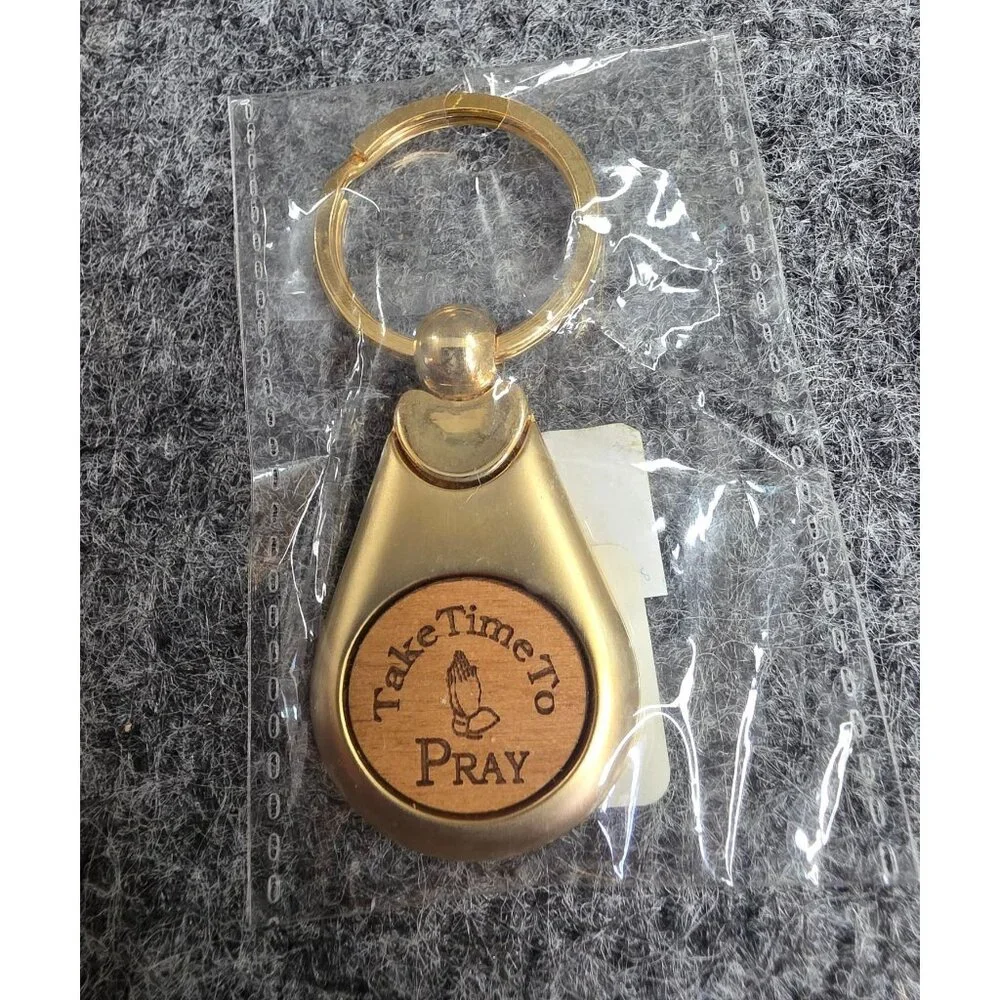 Goldtone Take Time To Pray Keychain
